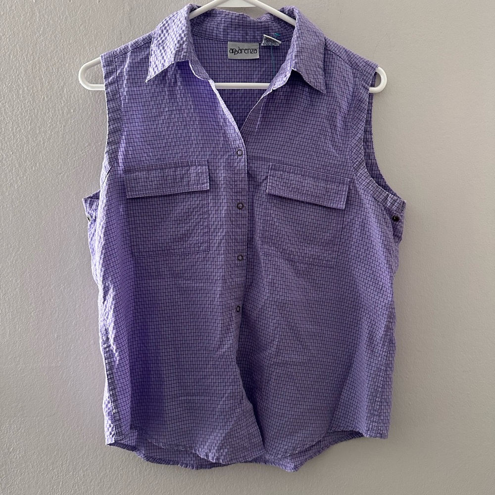 Apparenza Lavender Sleeveless Button-Down Shirt
